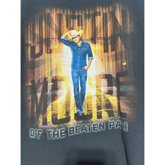 Gildan Men Size 2XL Justin Moore Off the Beaten Path Tracks List Shirt - Picture 2 of 7